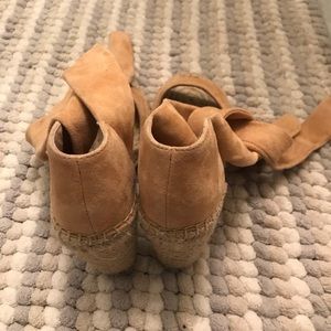 Splendid Suede Lace-up Cork Wedges